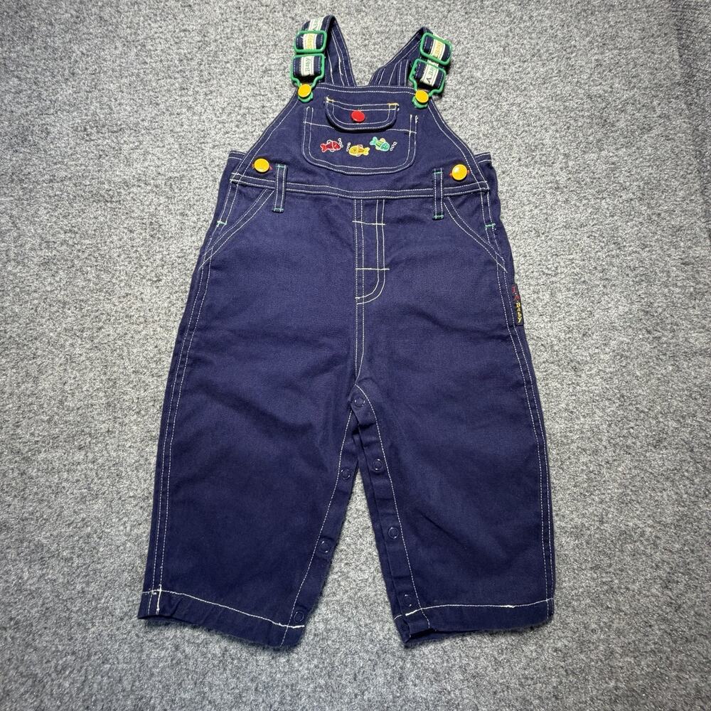 Vintage L.A. Baby Denim Fish Embroidered Overalls (Size 18MOS) 100% Cotton Rare